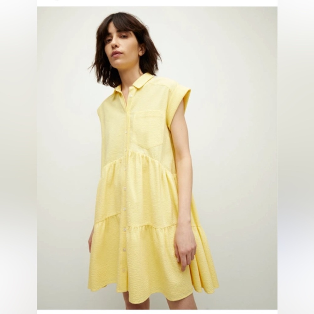 VERONICA BEARD HARROW TIERED COTTON BLEND SEERSUCKER MINI DRESS